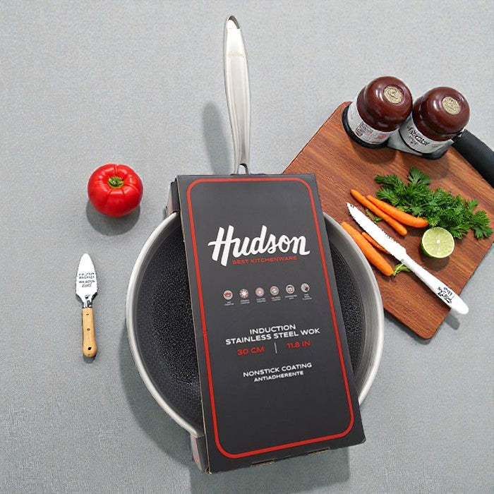 WOK HUDSON ACERO/CARBONO TRIPLE FONDO 30CM
