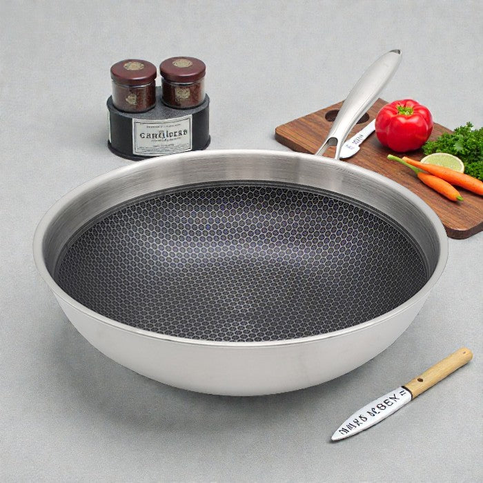 WOK HUDSON ACERO/CARBONO TRIPLE FONDO 30CM