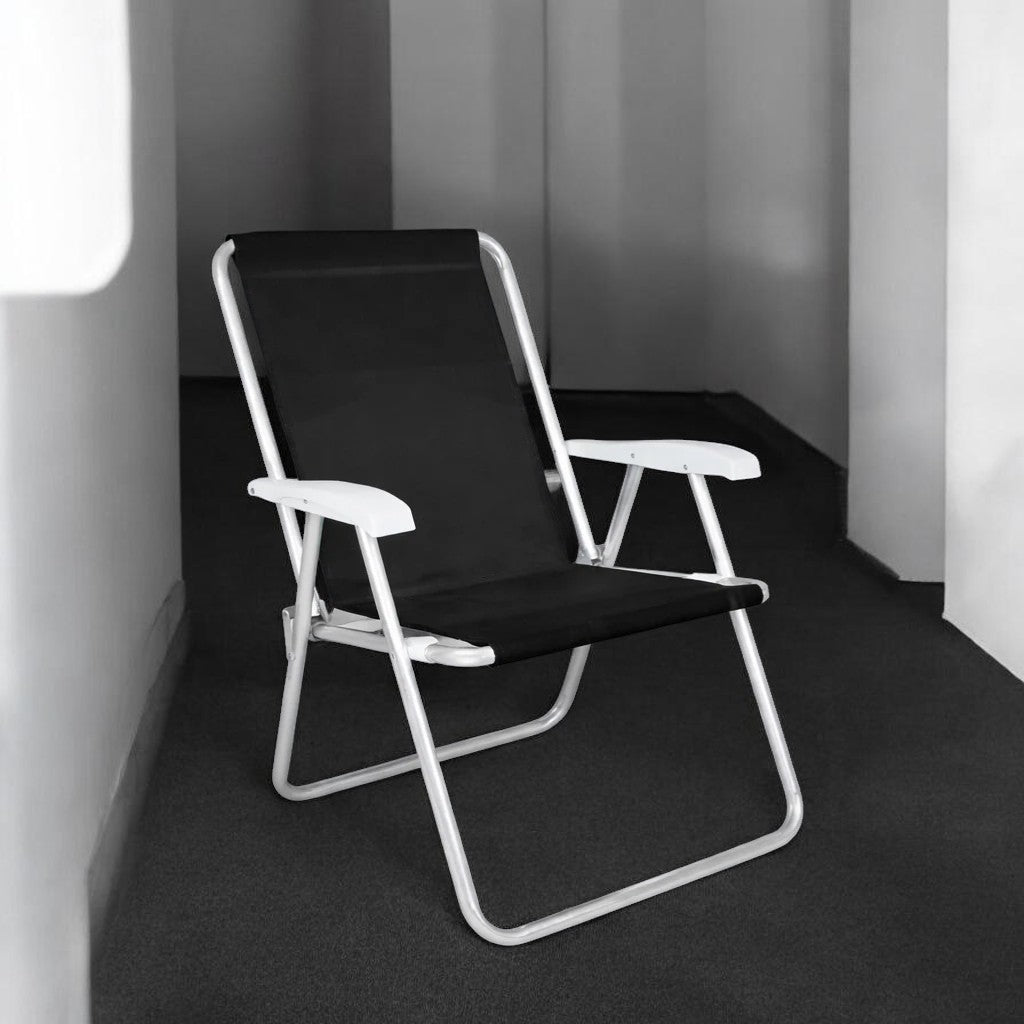 SILLA PLEGABLE ALUMINIO CONFORTO NEGRA
