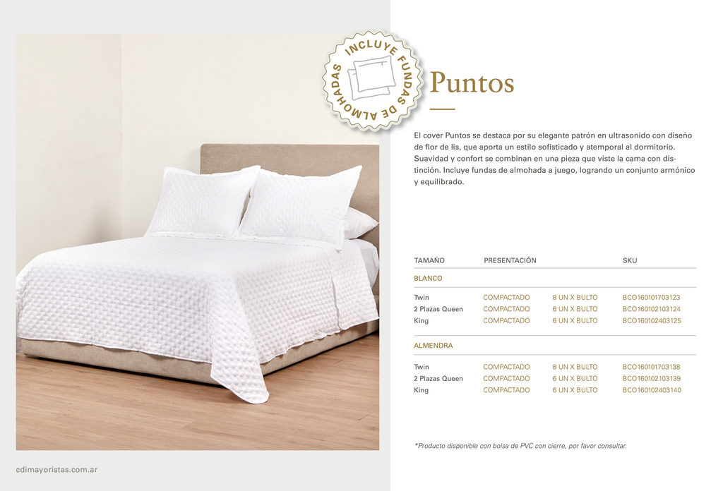 COVER PUNTOS 260X280 + 2 FUNDAS