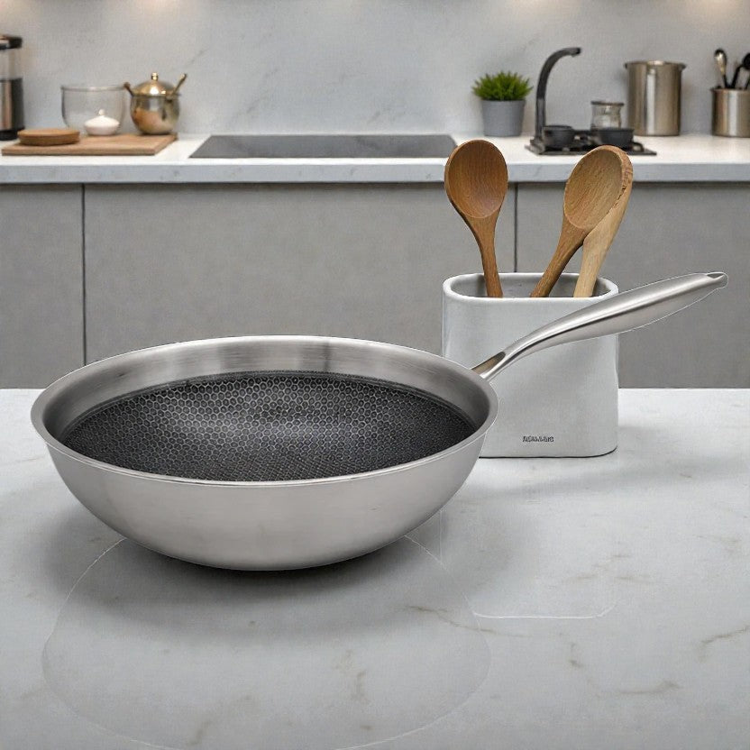 WOK HUDSON ACERO/CARBONO TRIPLE FONDO 30CM