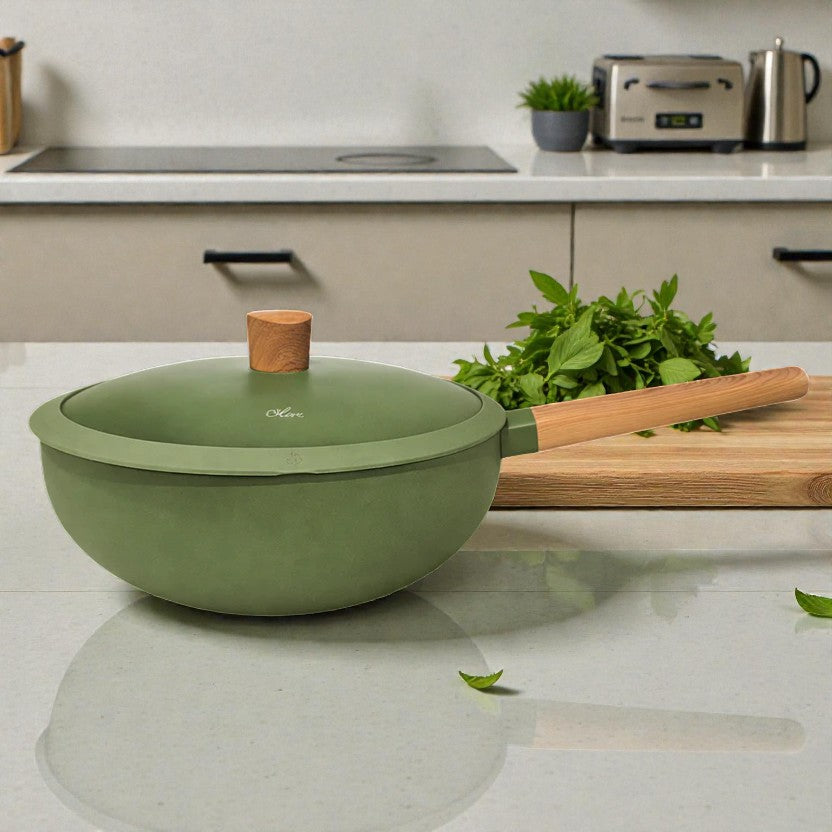 WOK C/ TAPA HUDSON OLIVE 28CM
