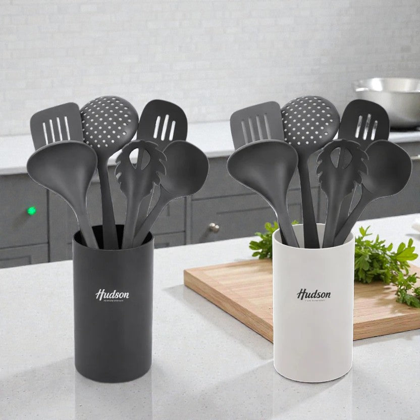 SET X6 UTENSILIOS NYLON BLANCO / GRIS HUDSON