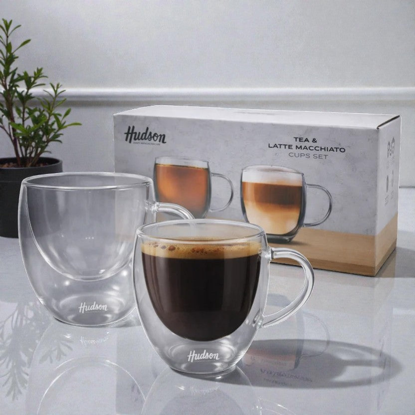 SET X2 TAZA DOBLE VIDRIO 150ML HUDSON