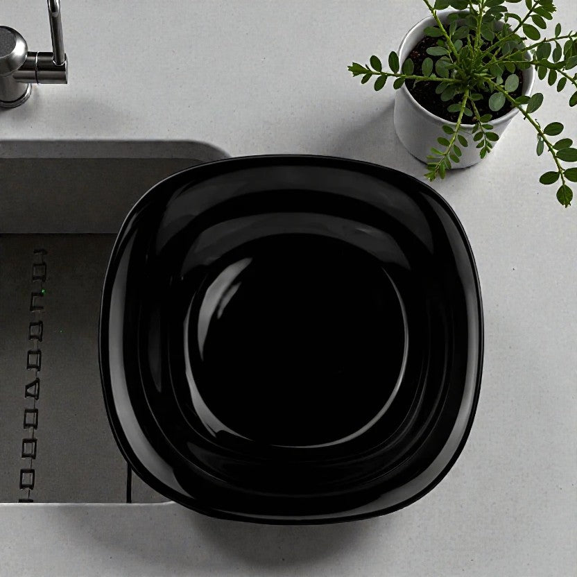PLATO OPAL NEGRO POSTRE 19CM CAROL