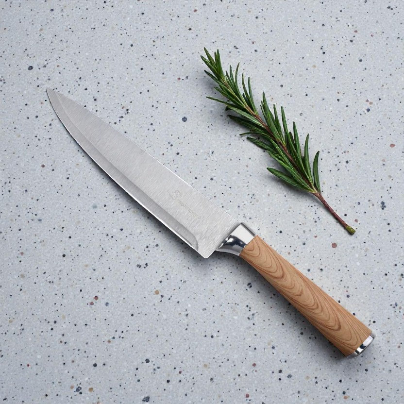 CUCHILLO DE COCINA 8" MANGO SIMIL MADERA