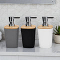 DOSIFICADOR JABON PVC/BAMBU CUADRADO