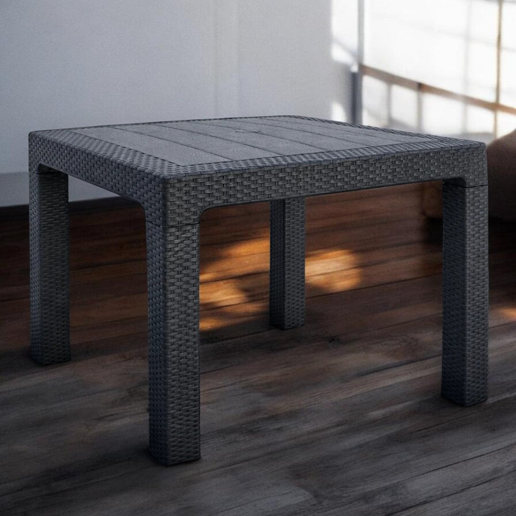 MESA ALTA SIMIL RATAN 80X80CM NEGRA