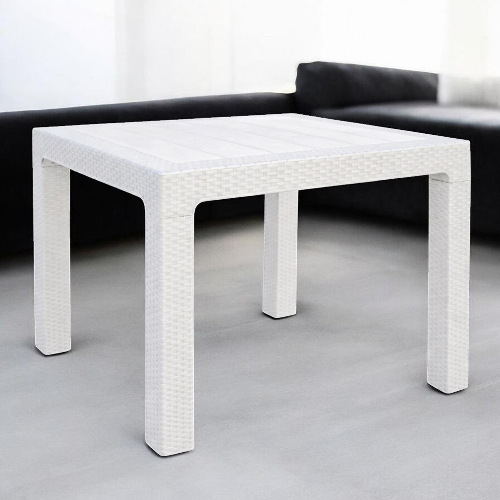 MESA ALTA SIMIL RATAN 80X80CM BLANCA