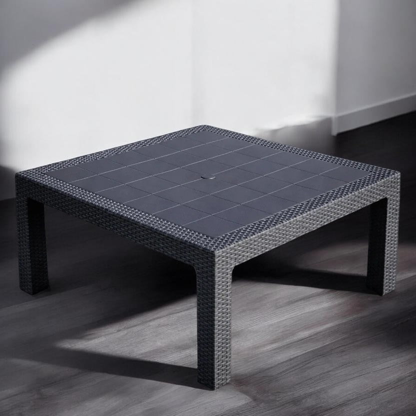 MESA SIMIL RATAN BAJA 80X80CM NEGRA