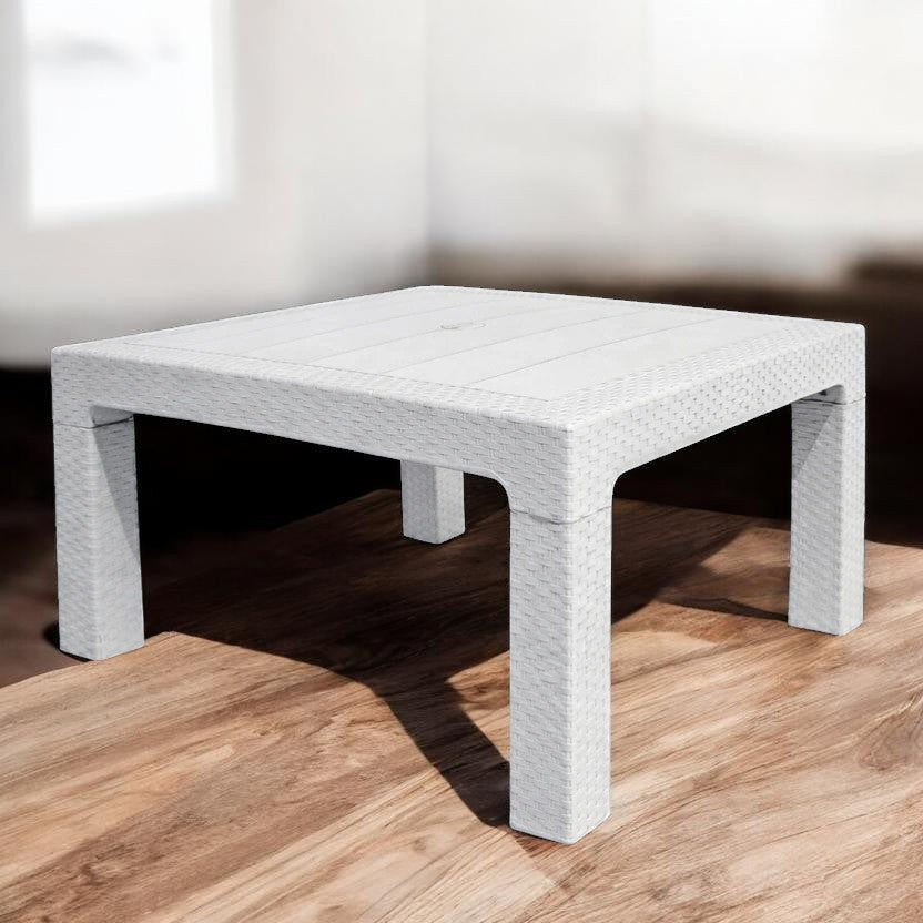 MESA SIMIL RATAN BAJA 80X80CM BLANCA