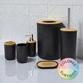 SET DE BAÑO 6PZ. PVC/BAMBU REDONDO