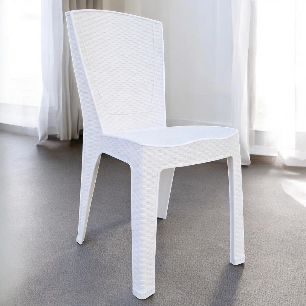 SILLA PLASTICA SIMIL RATAN BLANCA