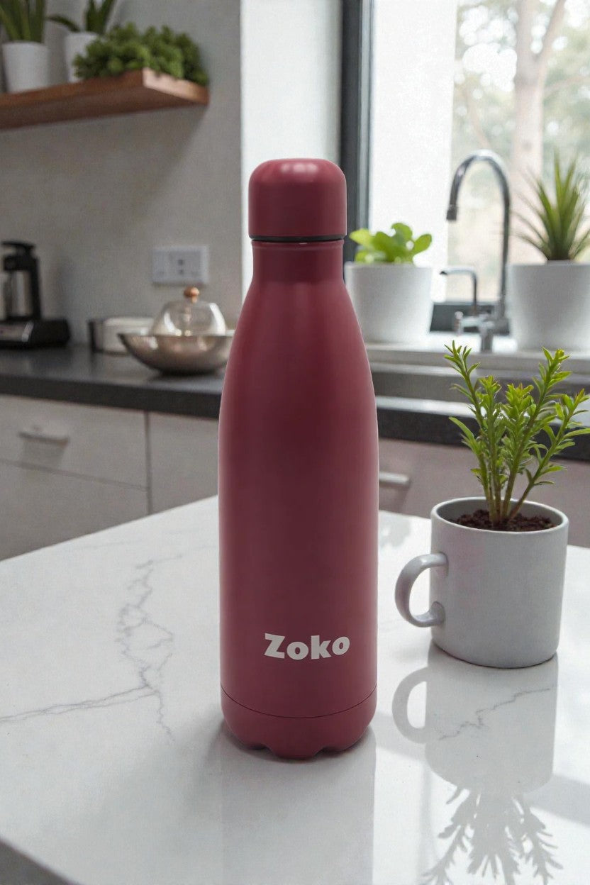 BOTELLA DE ACERO COLOR BORDO 500ML