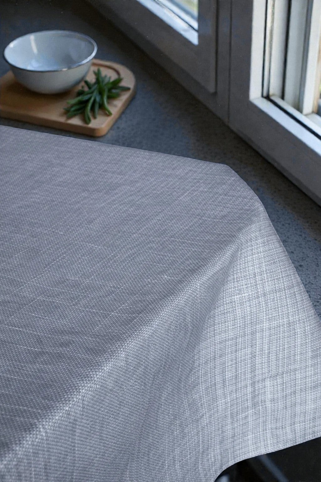 MANTEL SIMIL TEJIDO RUSTICO GRIS OSCURO