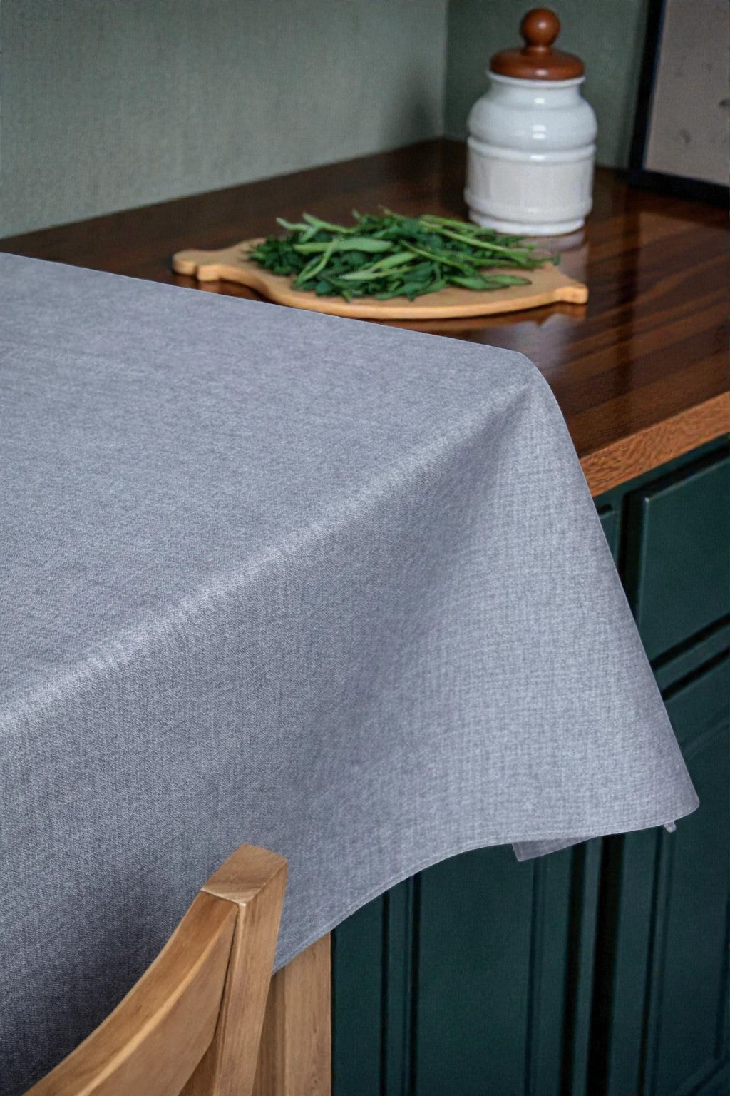 MANTEL SIMIL LINO GRIS OSCURO