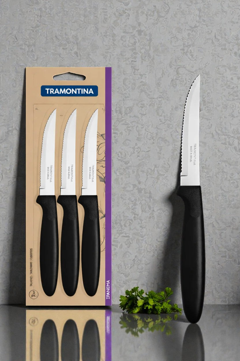 IPANEMA JUEGO CUCHILLO 5"NEGRO 3PZ