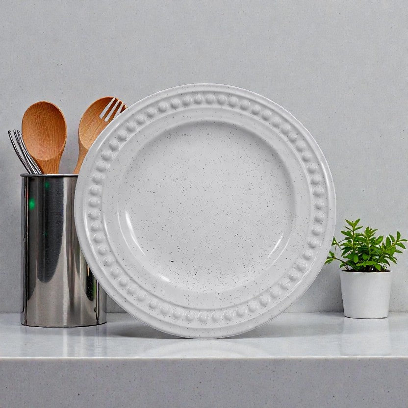 PLATO PLAYO DOTS BLANCO JASPEADO