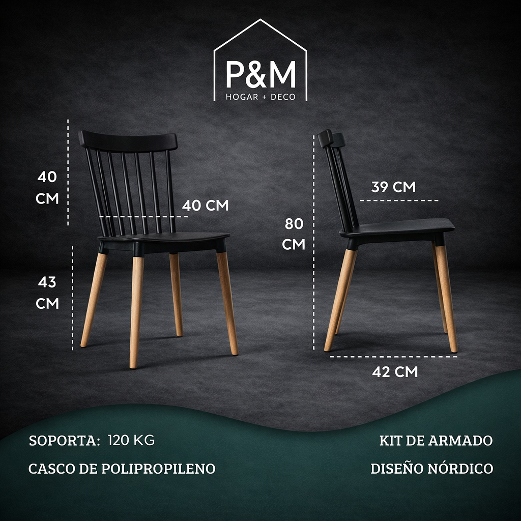 SILLA WINDSOR NEGRO X 4