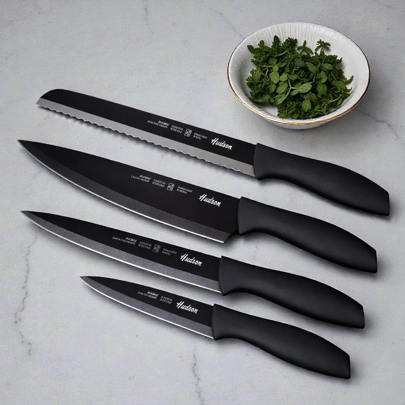 SET X4 CUCHILLO HUDSON BASIC C/SOPORTE