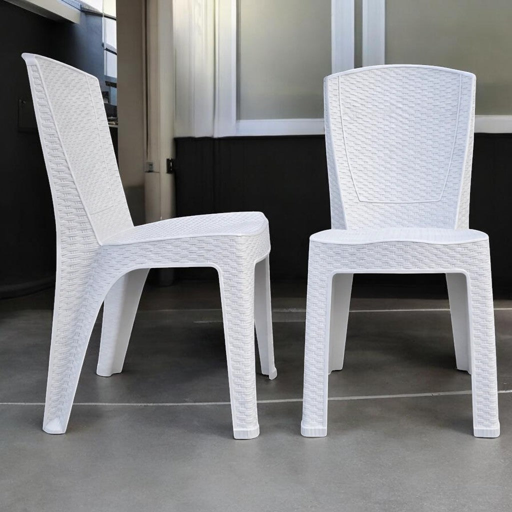 SILLA PLASTICA SIMIL RATAN BLANCA