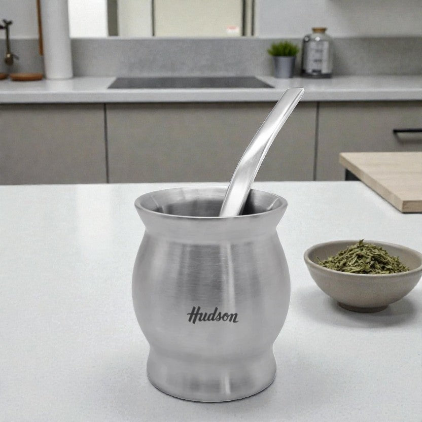 SET MATE/BOMBILLA HUDSON BOMBE ACERO INOX.