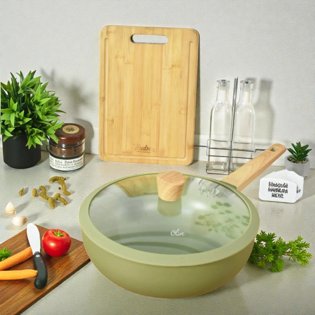 WOK C/ TAPA HUDSON OLIVE 28CM