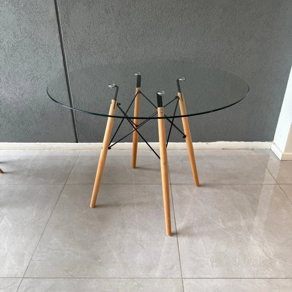 MESA EAMES VIDRIO 120CM