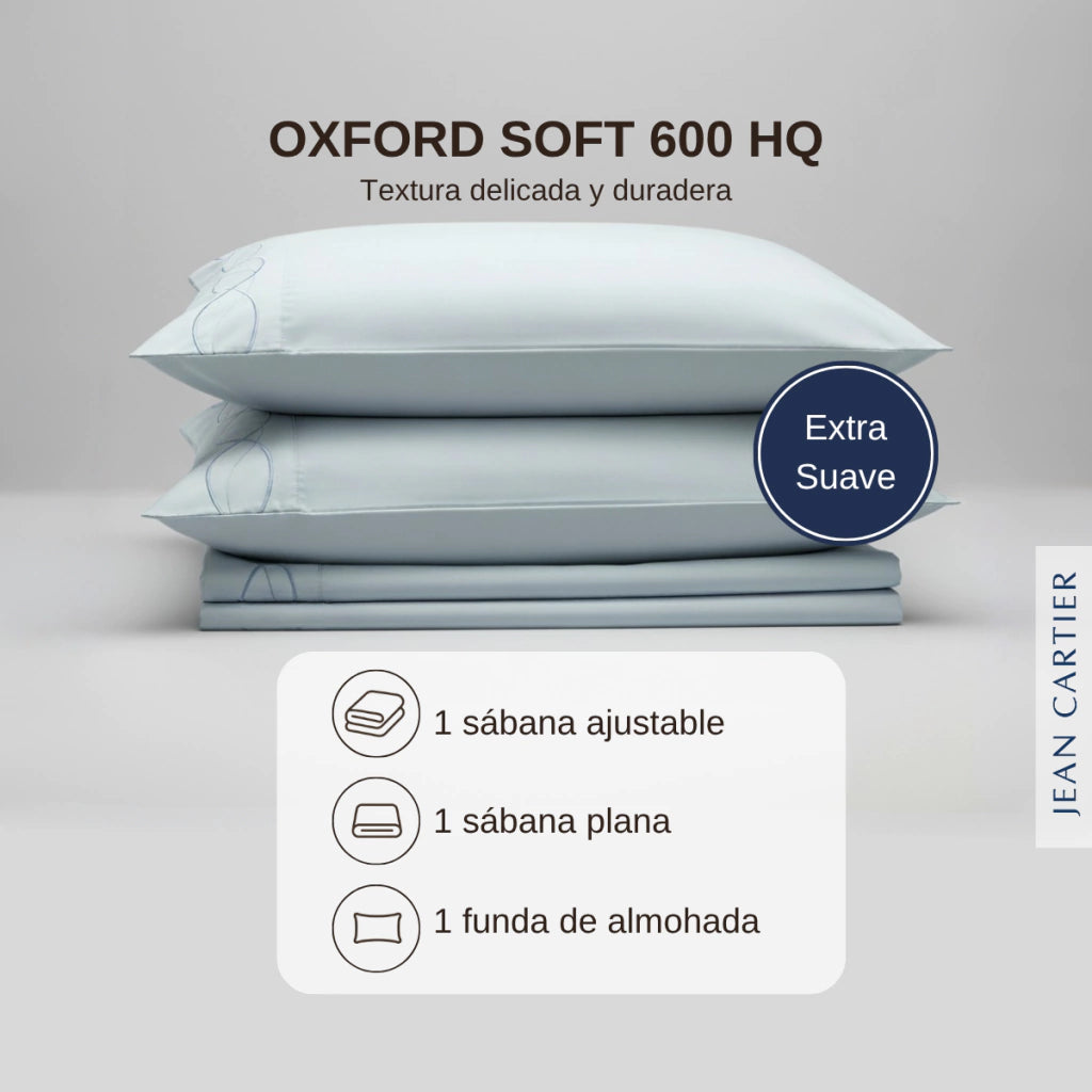 JC JUEGO DE SABANAS OXFORD SOFT 600H 1 1/2 PL