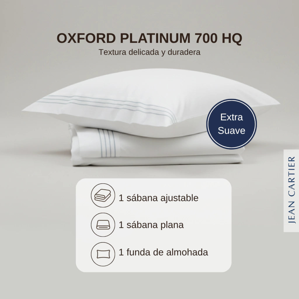JC JUEGO SABANAS OXFORD PLATINUM 700 HQ TRIPLE FESTON TWIN