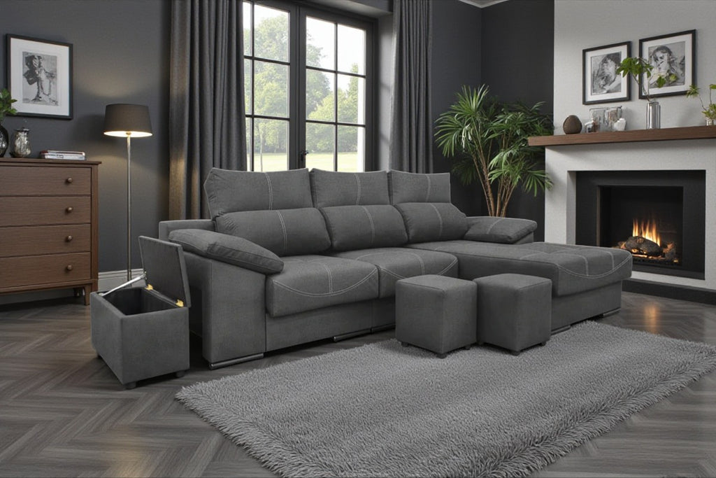 SILLON PHYLLIS 2 PLZ + CH IZQ - CTX GREY