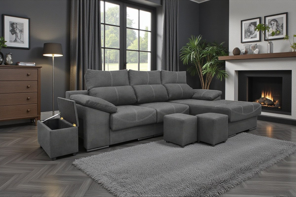 SILLON PHYLLIS 2 PLZ + CH IZQ - CTX GREY