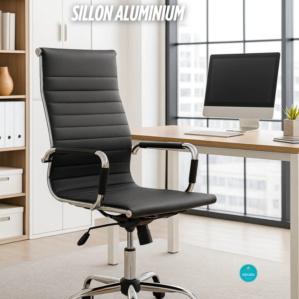 SILLA ALUMINIUM BASTONES ECOCUERO NEGRO